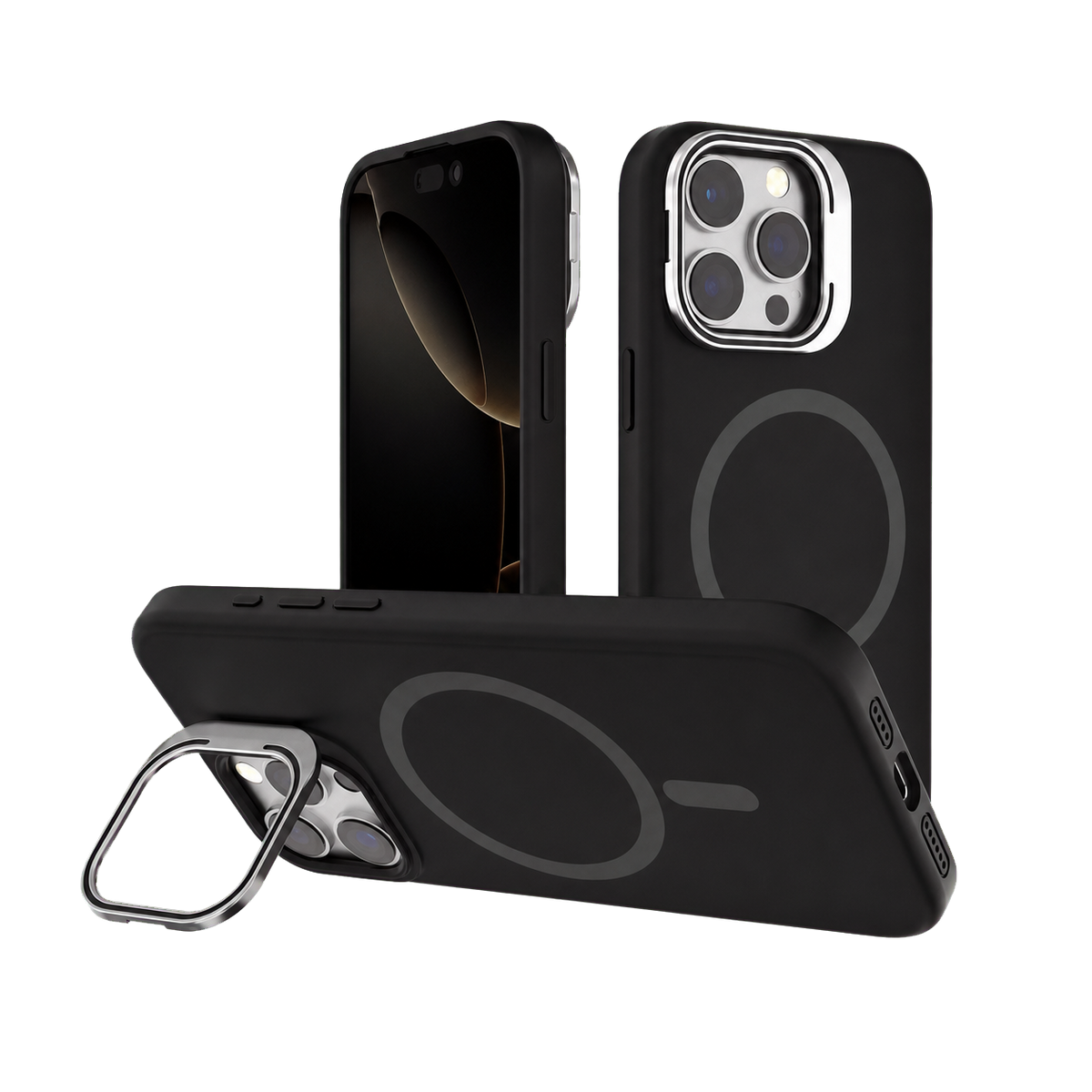 Luxe Silicone Camera Stand Case for iPhone 17