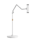 Aluminium floor stand with articulated arm extended and universal holder empty