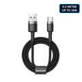 Baseus Cafule 0.5 metre USB-A to USB-C black braided cable suitable for wired CarPlay