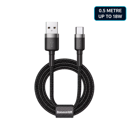 Baseus Cafule 0.5 metre USB-A to USB-C black braided cable suitable for wired CarPlay