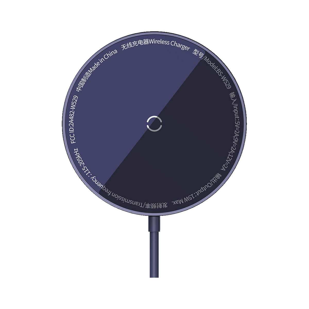 Baseus Simple Mini3 Black wireless charger underside view