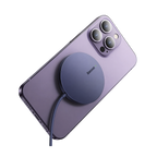 Baseus Simple Mini3 Black magnetic wireless charger attached to a phone