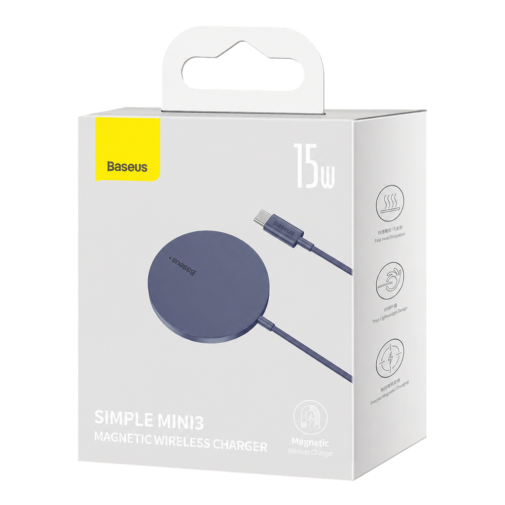 Baseus Simple Mini3 15W magnetic wireless charger retail packaging