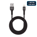 Budi 1 metre USB-A to Lightning 12W black braided cable