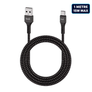 Budi 1m USB-A to USB-C Braided Cable – 15W