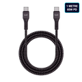 Budi 1 metre USB-C to USB-C 65W PD black braided cable