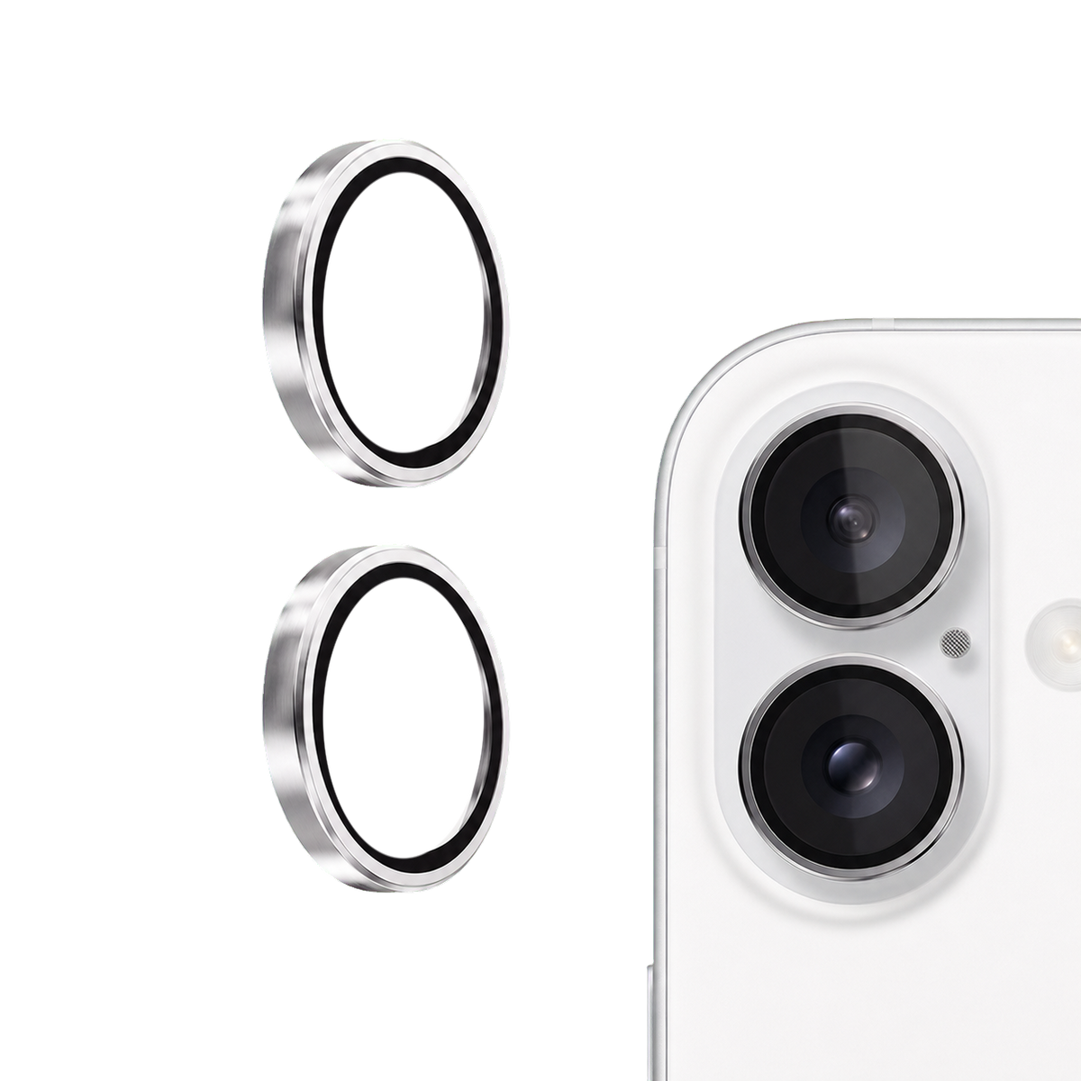 Silver 2 Piece Individual Camera Lens Protector for iPhone 15 / 15 Plus — product view