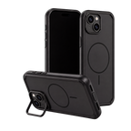 Black Fortress Case for iPhone 15 Plus — kickstand product view