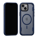 Blue Fortress Case for iPhone 15 Plus — front and rear views