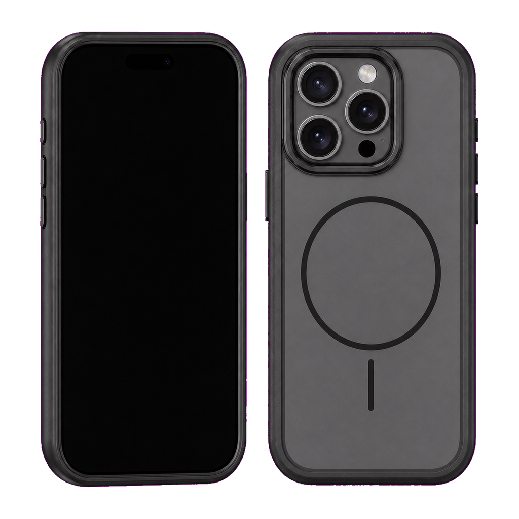 Black Fortress Case for iPhone 16 Pro Max — front and rear views