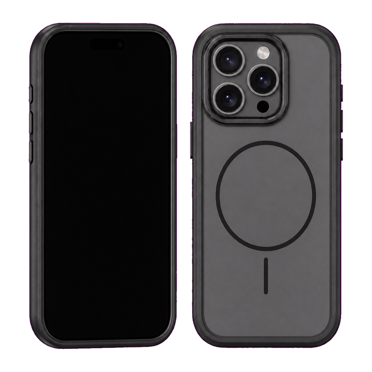 Black Fortress Case for iPhone 16 Pro Max — front and rear views