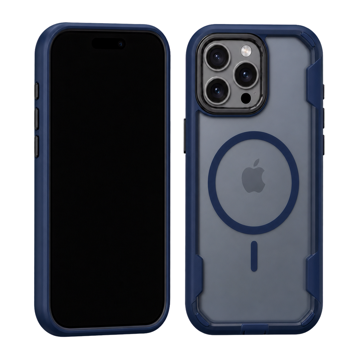 Blue Fortress Case for iPhone 16 Pro Max — front and rear views