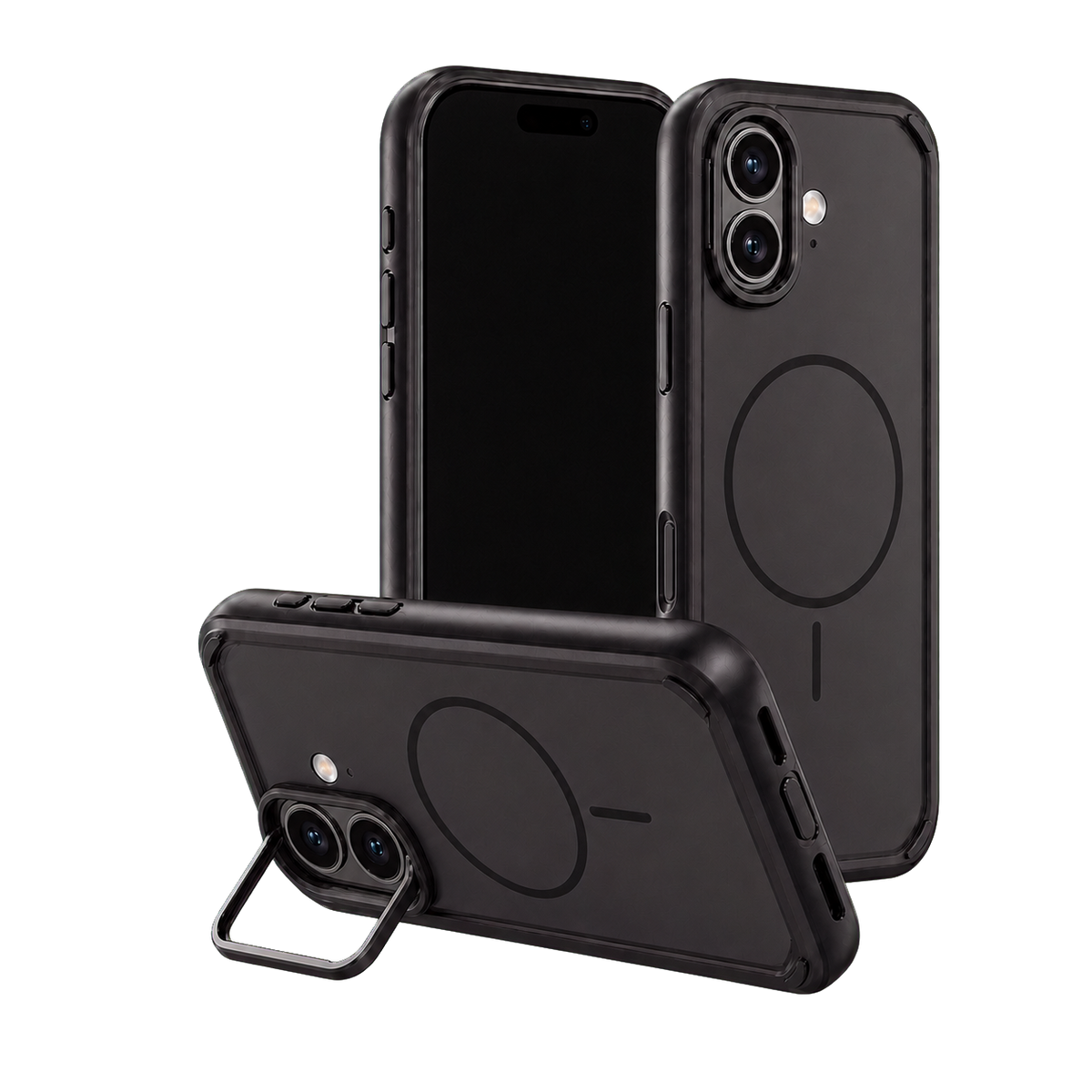 Black Fortress Case for iPhone 17 — kickstand product view