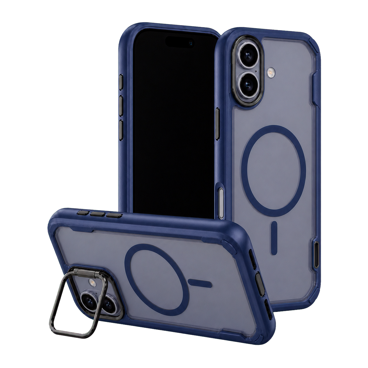 Blue Fortress Case for iPhone 17 — kickstand product view