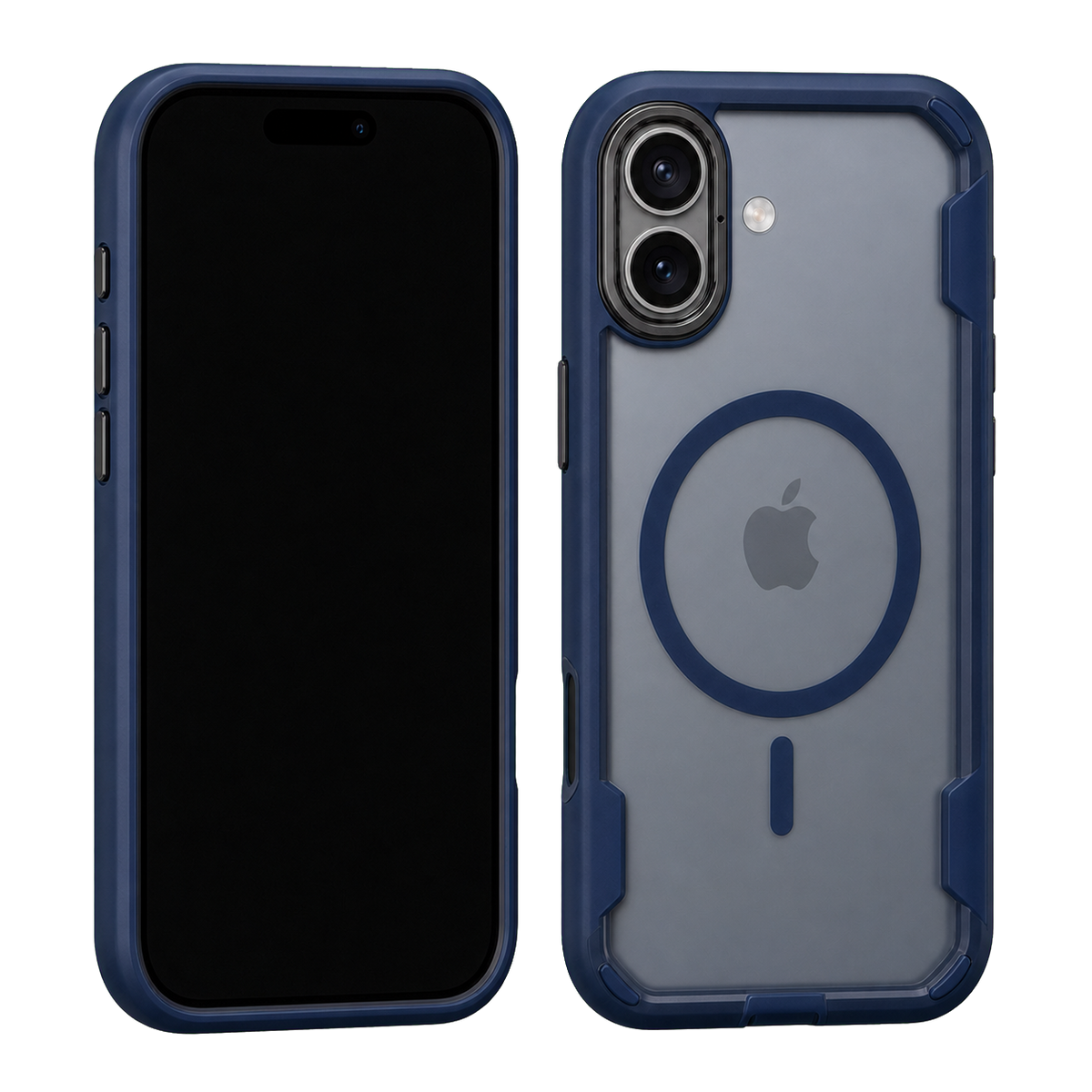 Blue Fortress Case for iPhone 17 — front and rear views