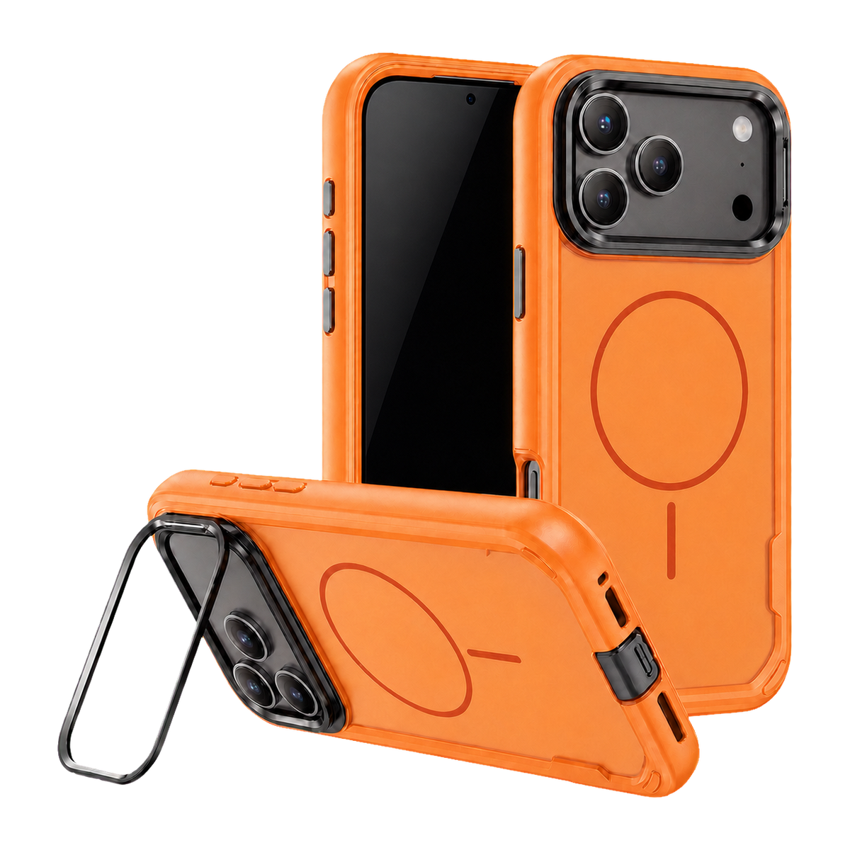 Orange Fortress Case for iPhone 17 Pro Max — kickstand product view
