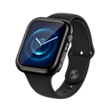 Black hard PC Apple Watch case with integrated tempered glass installed