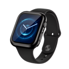 Black hard PC Apple Watch case with integrated tempered glass installed