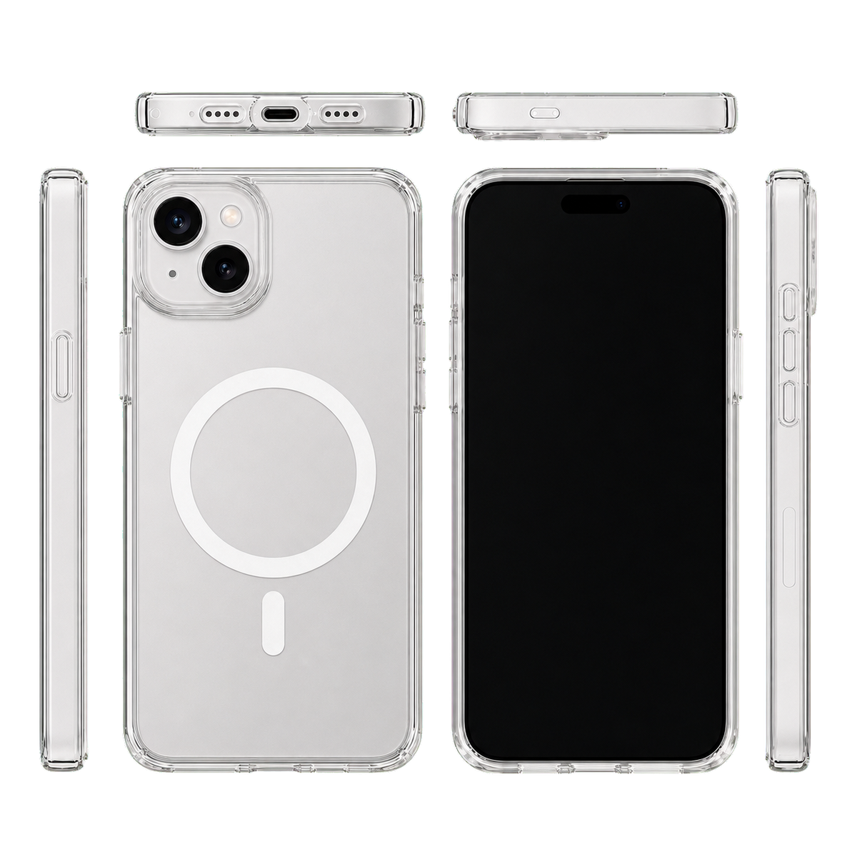 Impact Clear Case for iPhone 15 Plus — six-view product overview