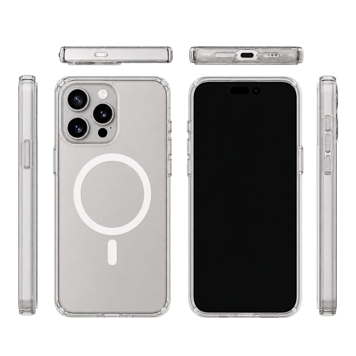 Impact Clear Case for iPhone 15 Pro Max — six-view product overview