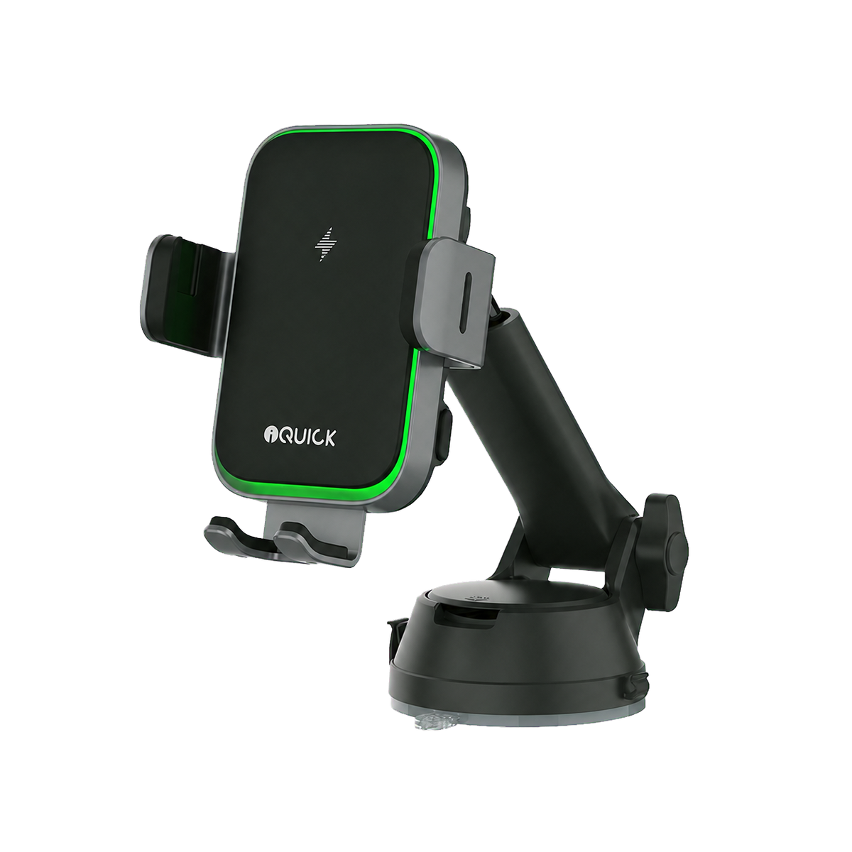 iQuick RX3 Black wireless charging car mount front suction mount view