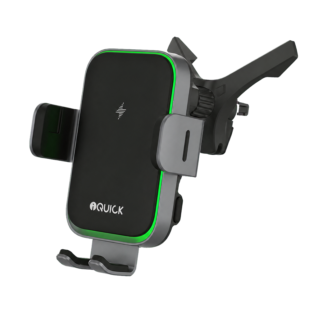 iQuick RX3 Black wireless charging car mount with air vent clip