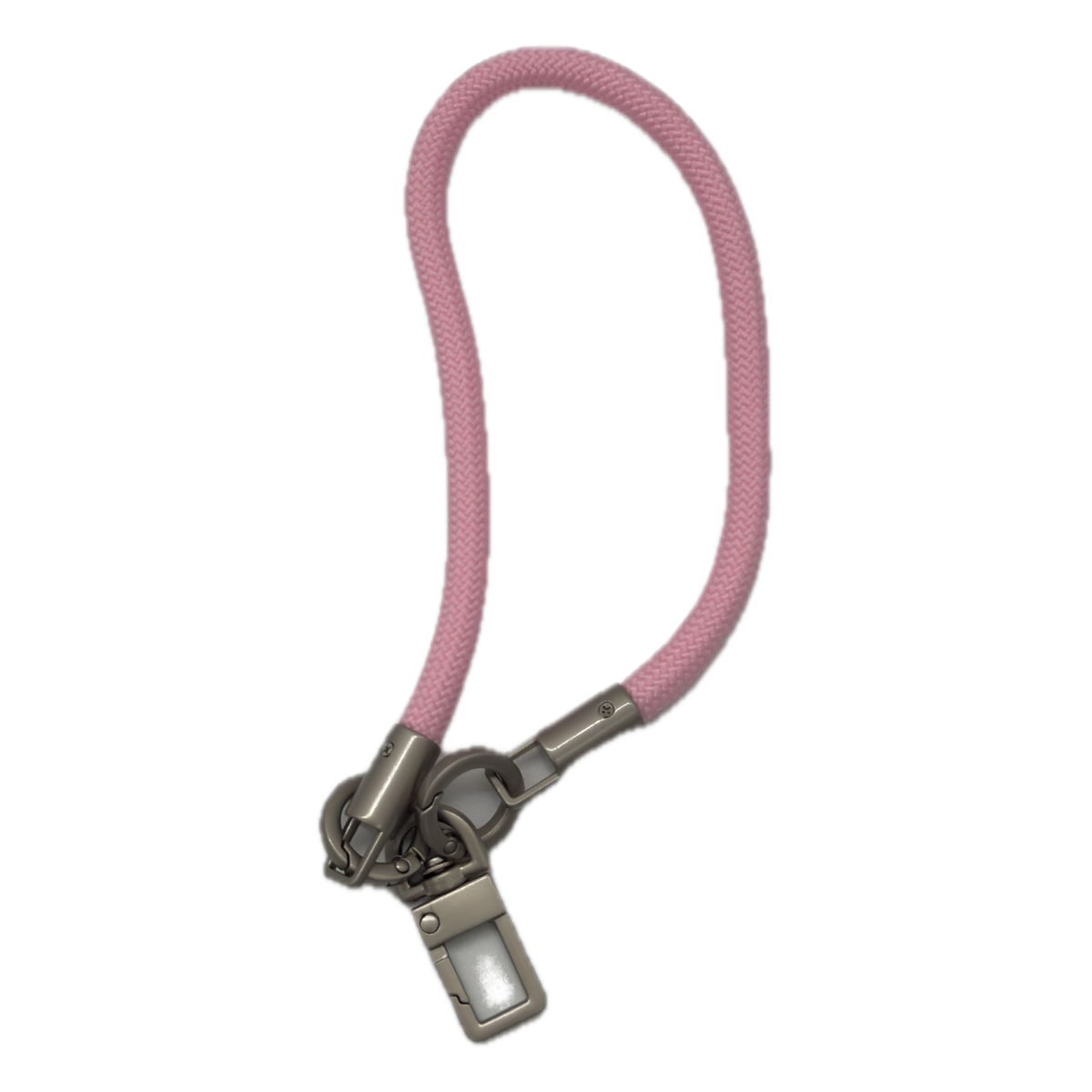 Pink rope phone wrist strap with metal clasp