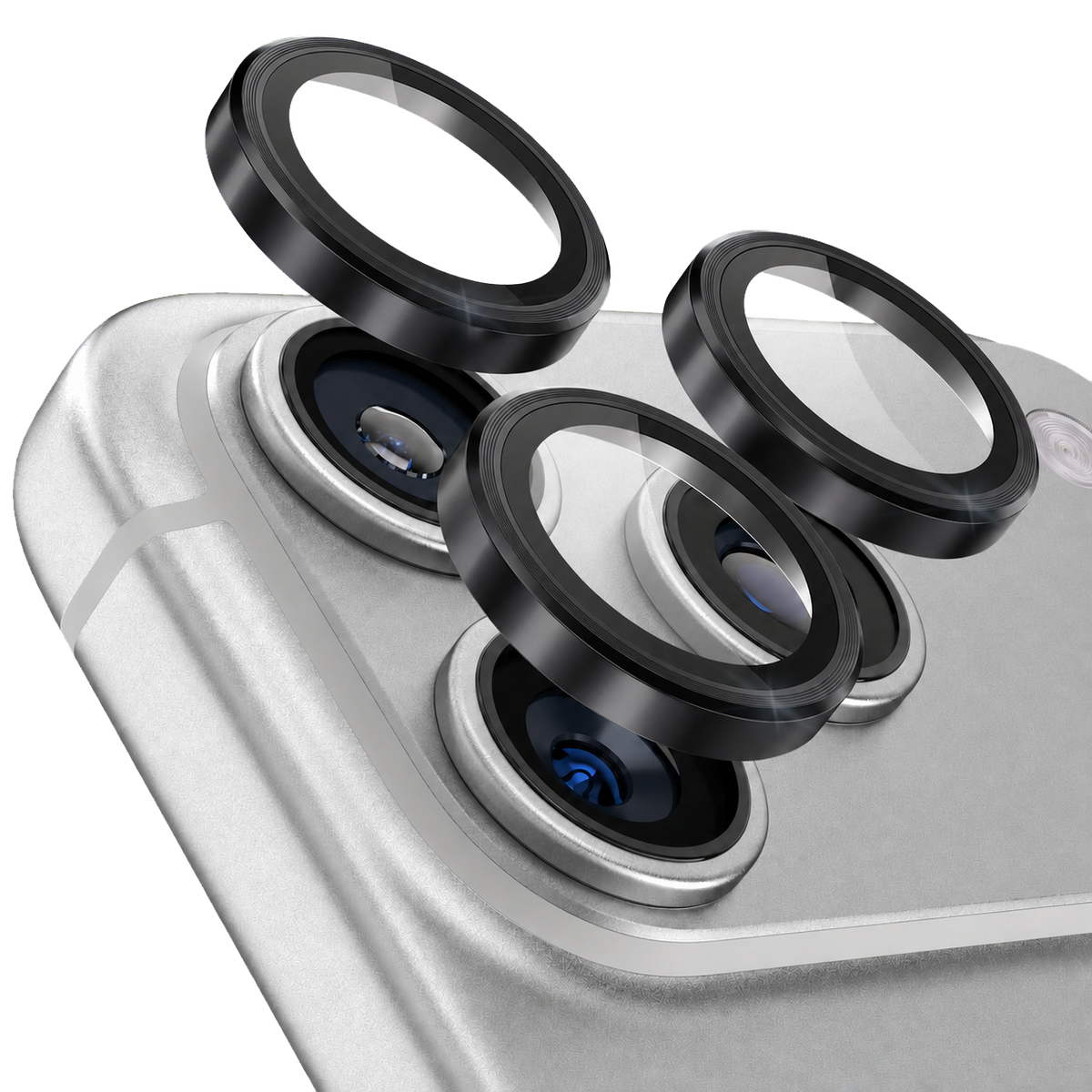 Black 3 Piece Individual Camera Lens Protector for iPhone 15 Pro / 15 Pro Max — product view