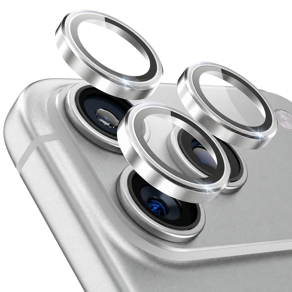 Silver 3 Piece Individual Camera Lens Protector for iPhone 15 Pro / 15 Pro Max — product view